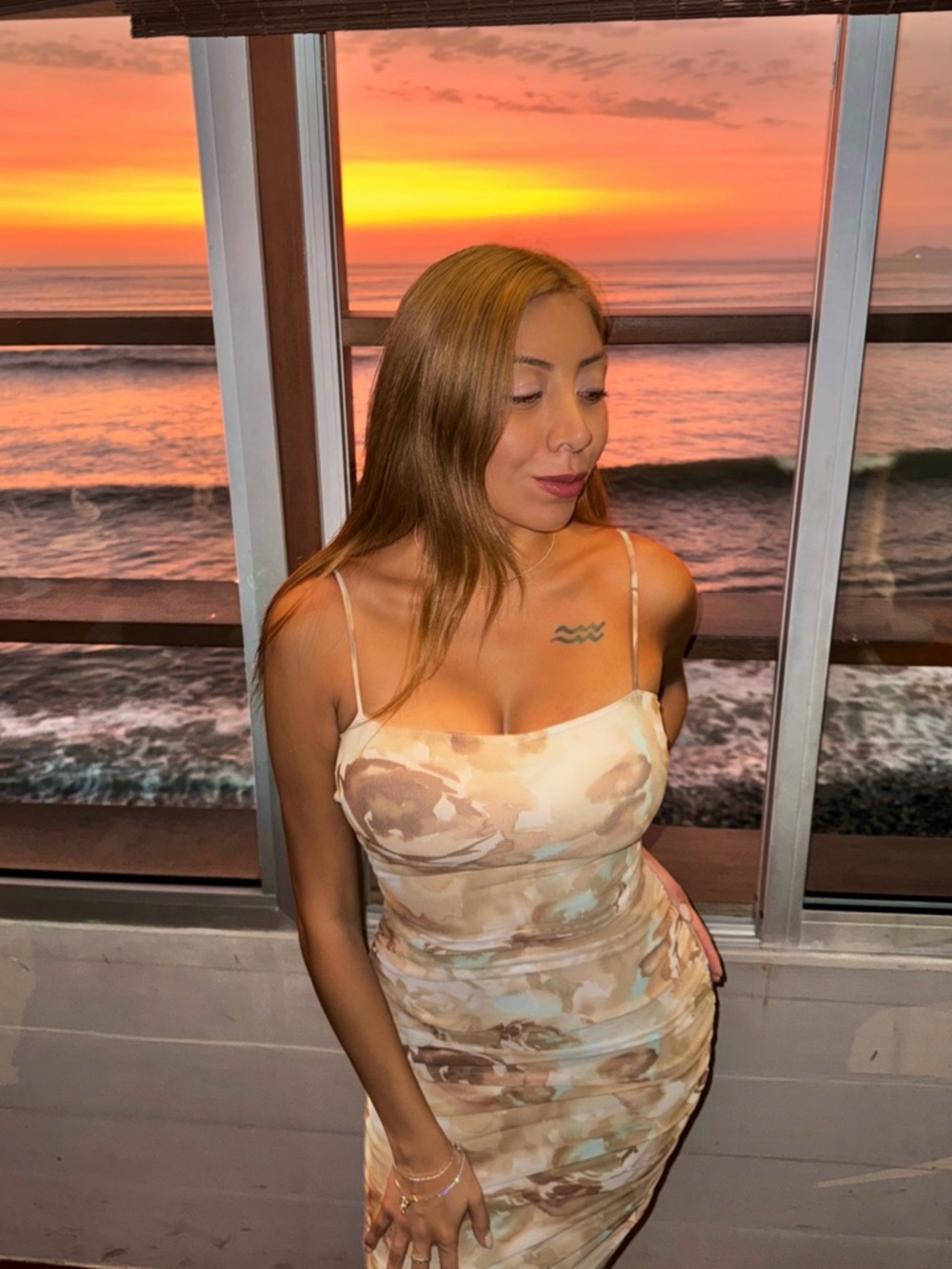 Windsor Earthy Toned Dress with Spaghetti Straps